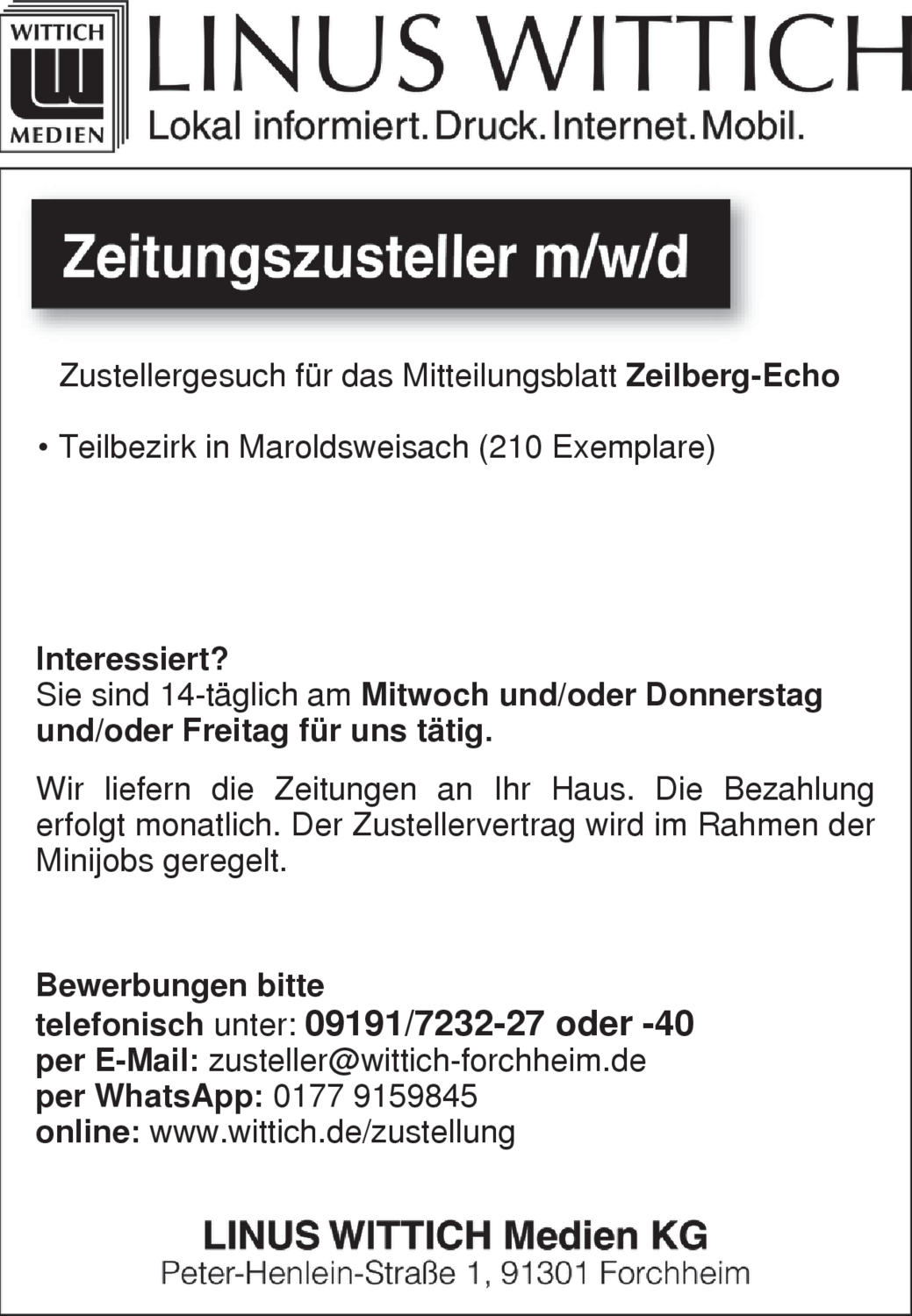 Zeitungszusteller (m/w/d)