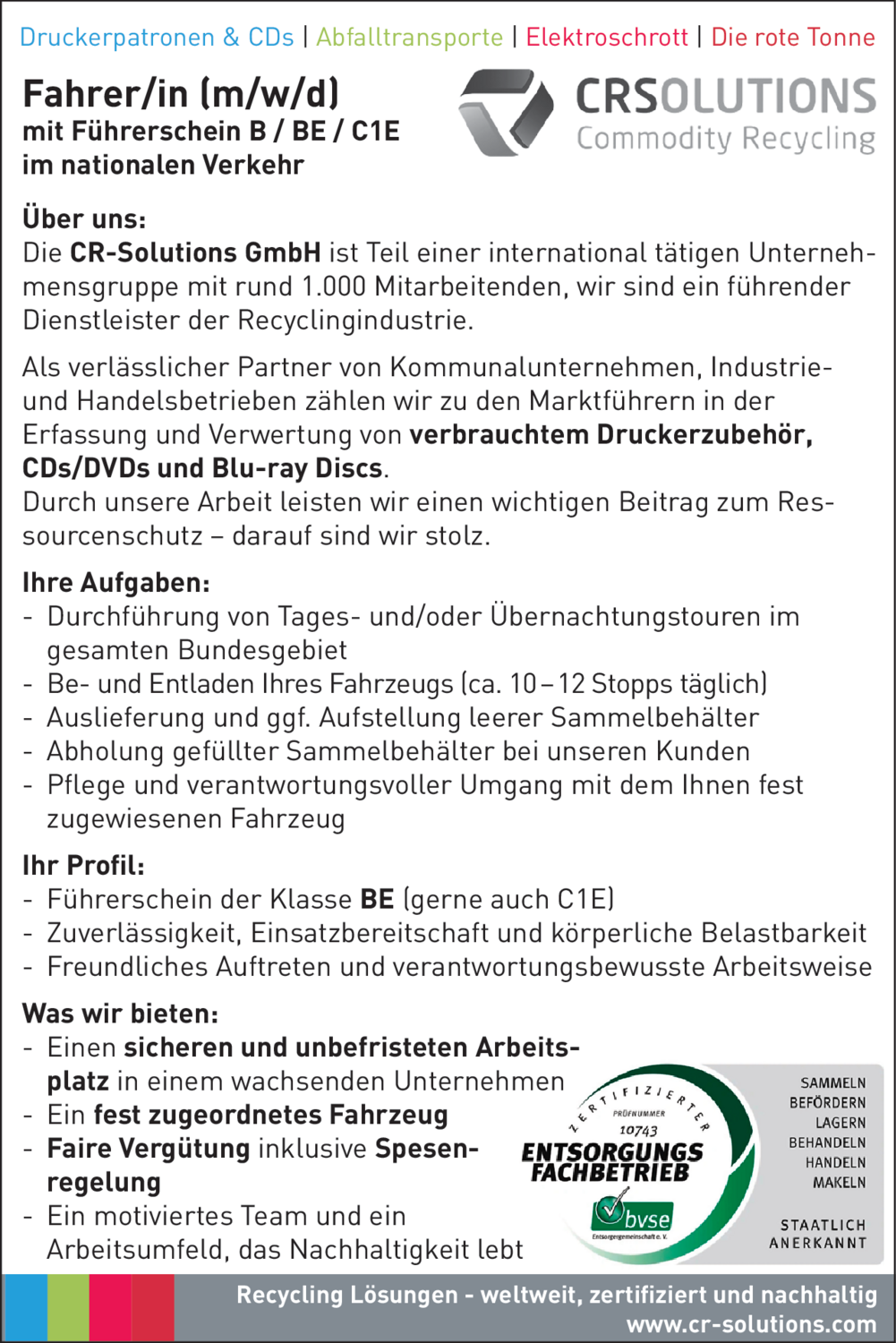 Fahrer/in (m/w/d)