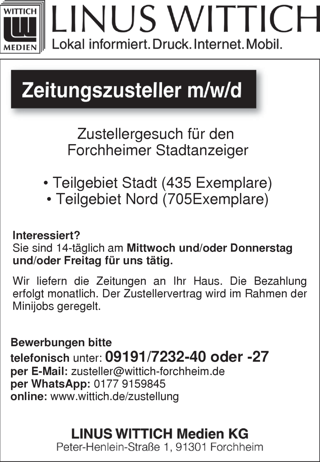 Zeitungszusteller (m/w/d)