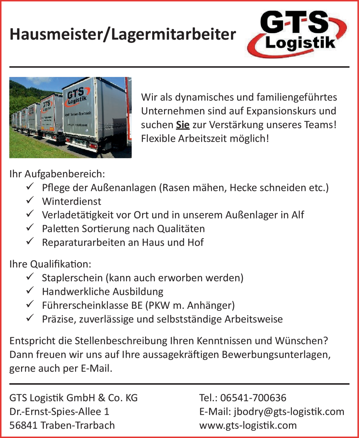 Hausmeister/Lagermitarbeiter (m/w/d)