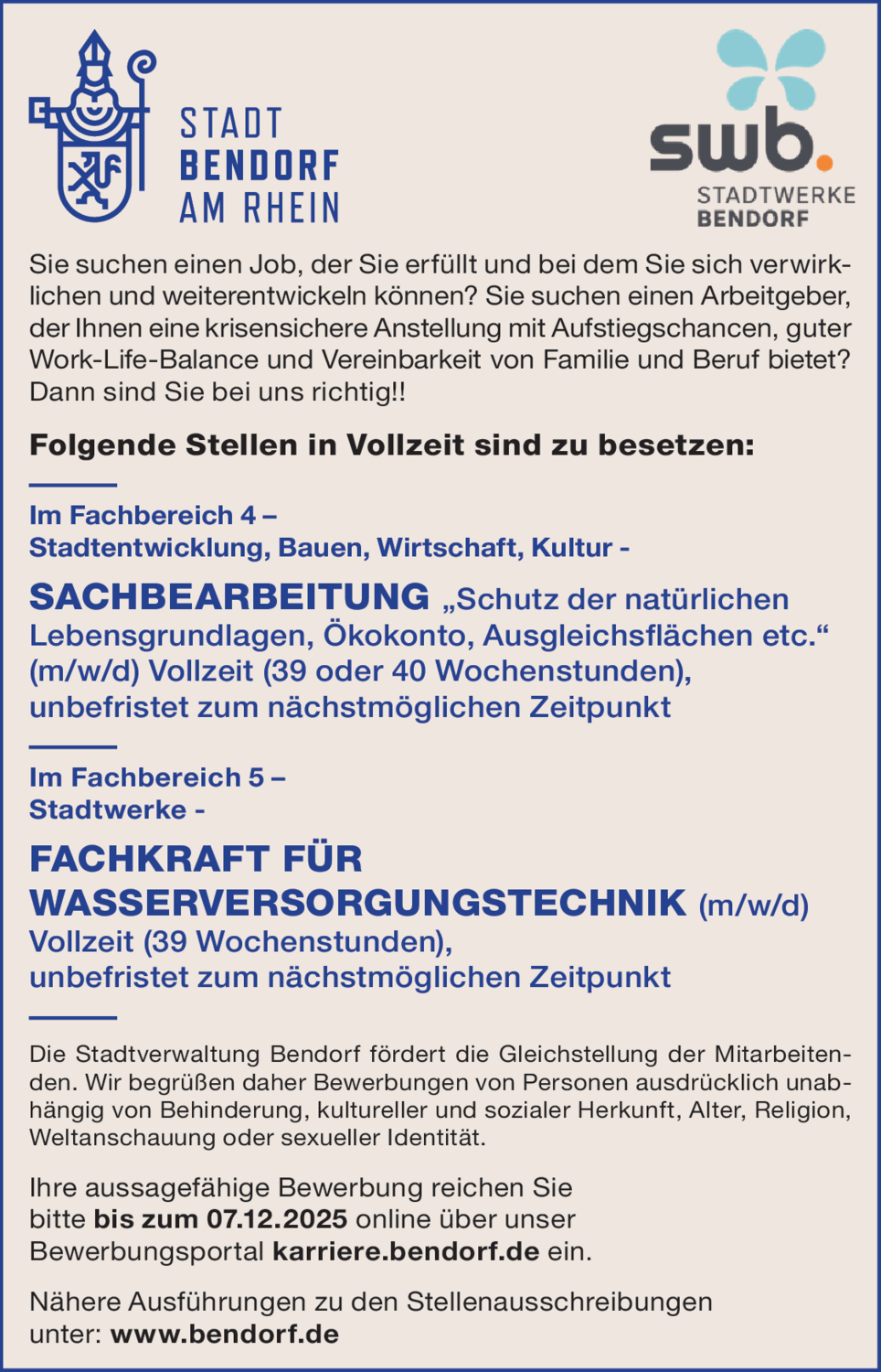 Fachkraft für Wasserversorgungstechnik (m/w/d)