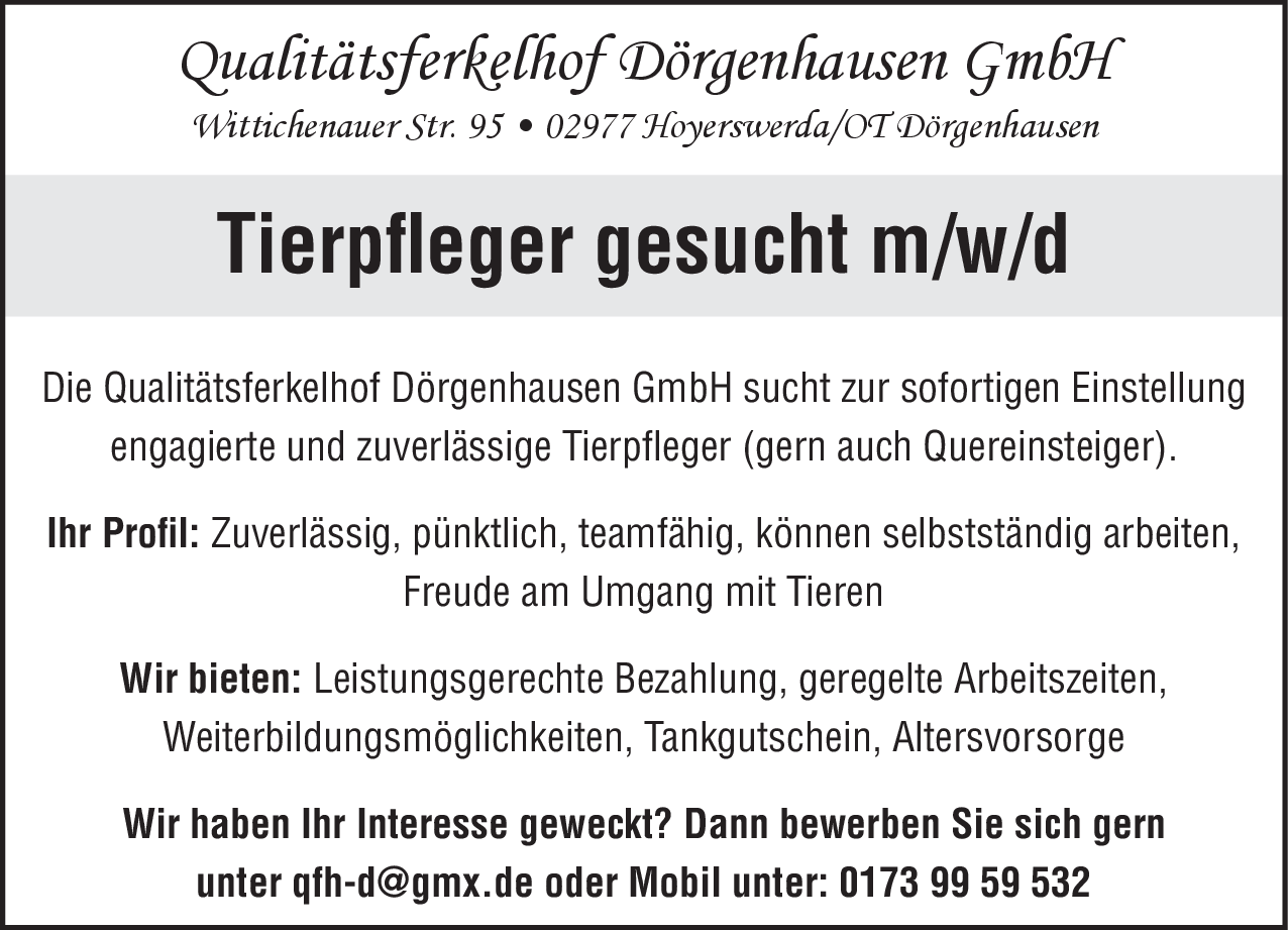 Tierpfleger (m/w/d)