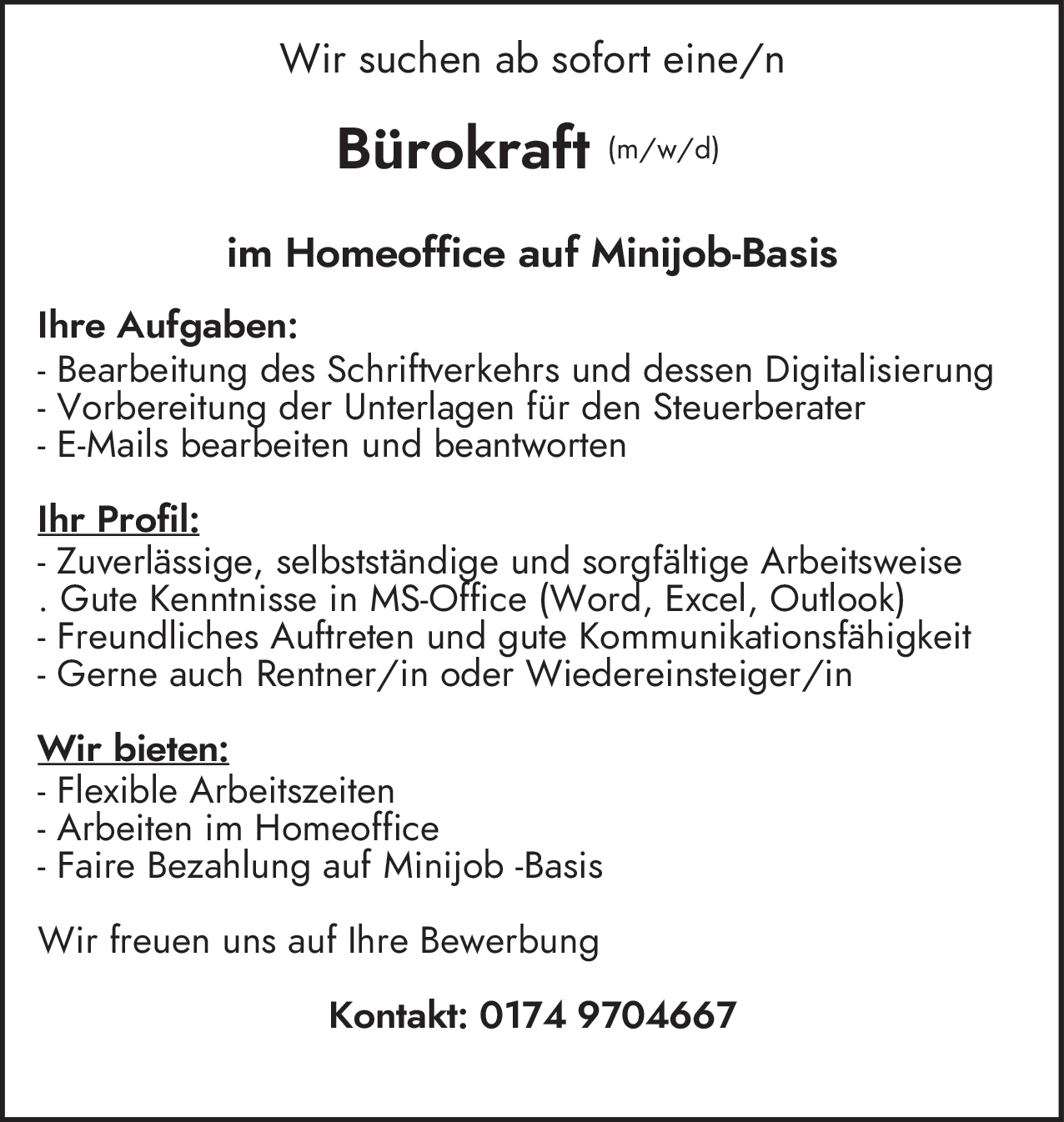 Bürokraft (m/w/d)