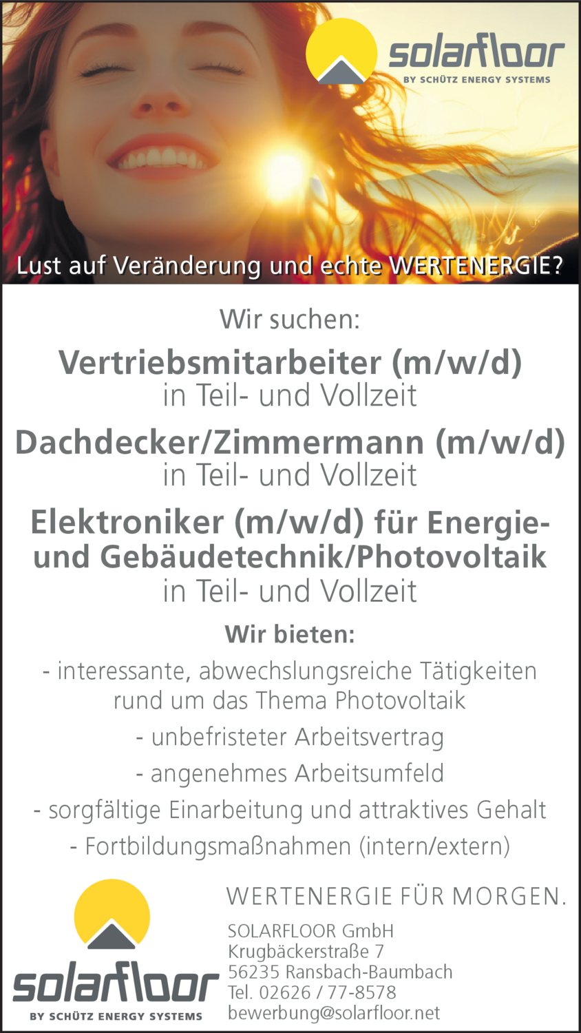 Elektroniker (m/w/d) für Energie- und Gebäudetechnik/Photovoltaik