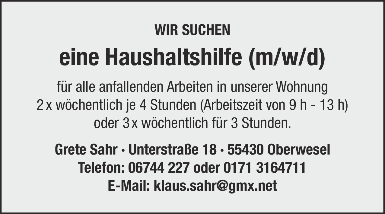 Haushaltshilfe (m/w/d)