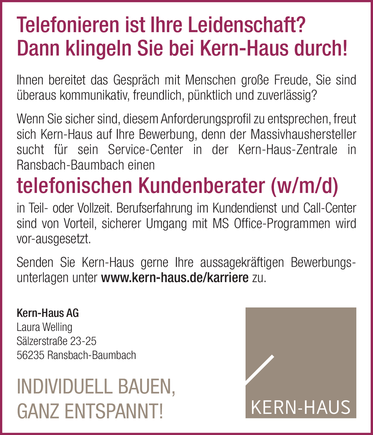 Telefonischer Kundenberater (w/m/d)