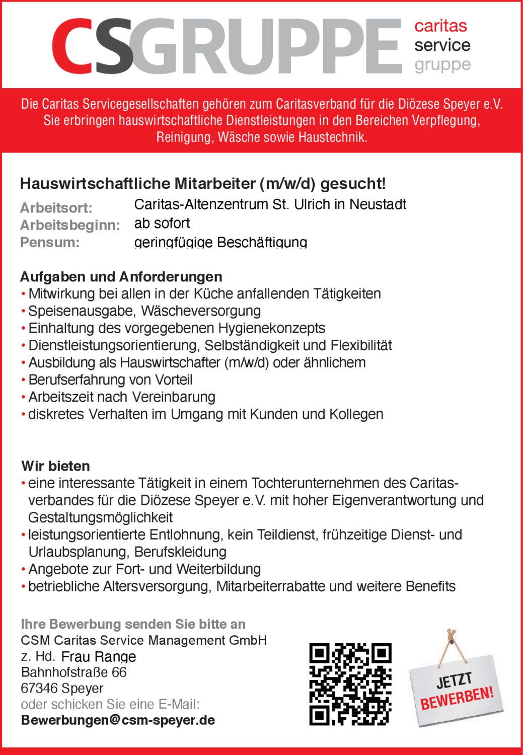 Hauswirtschaftliche Mitarbeiter (m/w/d)