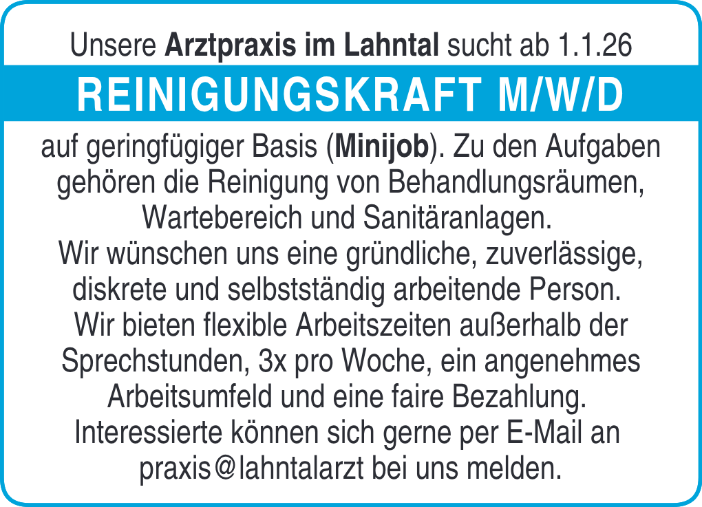 Reinigungskraft (m/w/d)