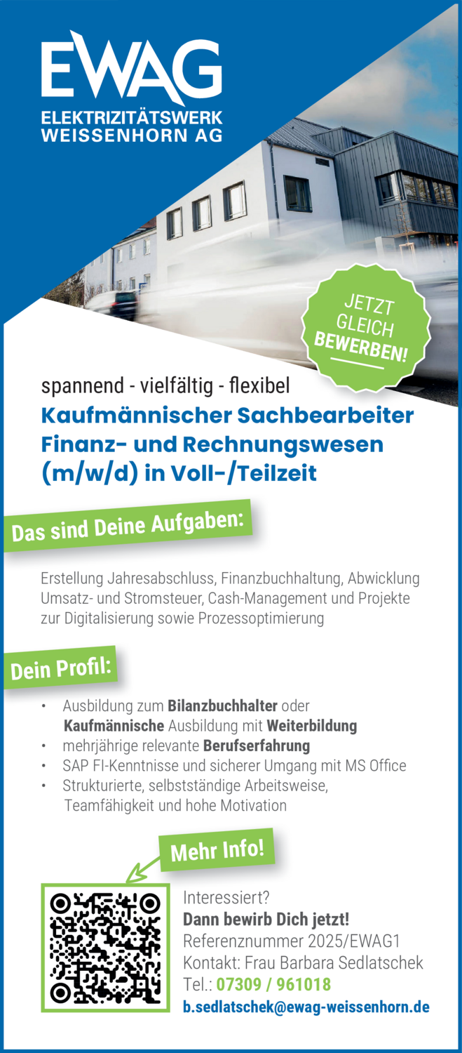 Kaufmännischer Sachbearbeiter Finanz- und Rechnungswesen (m/w/d)