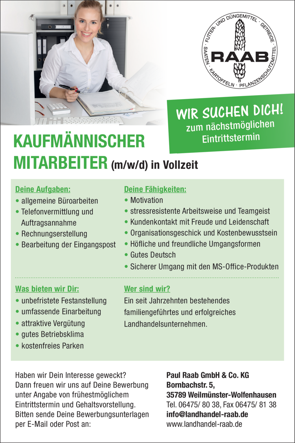 Kaufmännischer Mitarbeiter (m/w/d) in Vollzeit