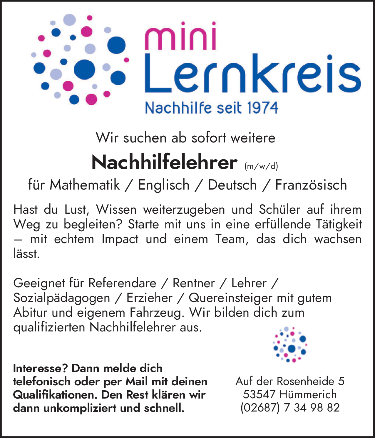 Nachhilfelehrer (m/w/d)