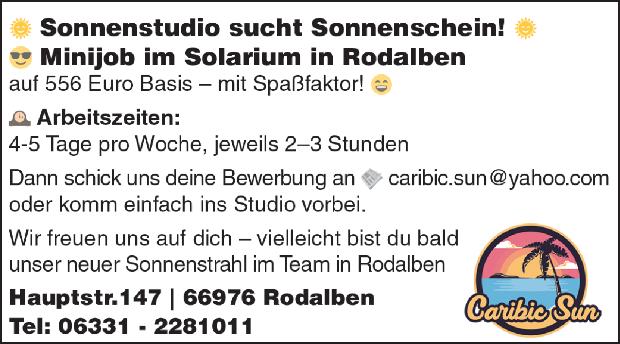 Minijob im Solarium (m/w/d)