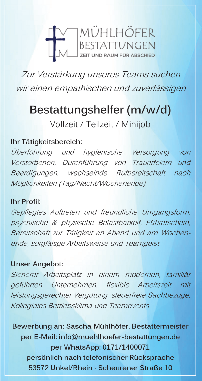 Bestattungshelfer (m/w/d)