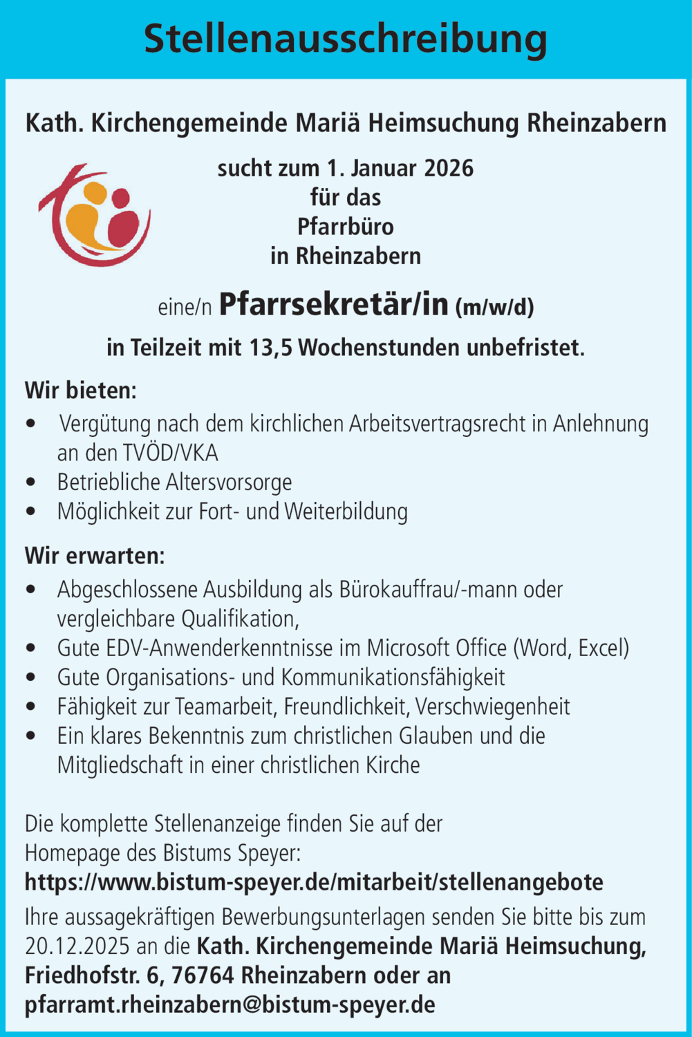 Pfarrsekretär/in (m/w/d)