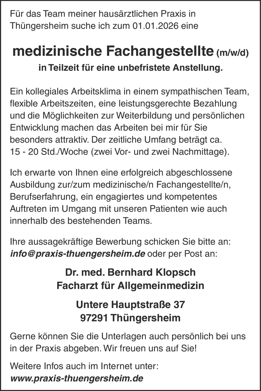 Medizinische Fachangestellte (m/w/d)