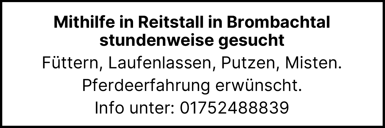 Mithilfe im Reitstall