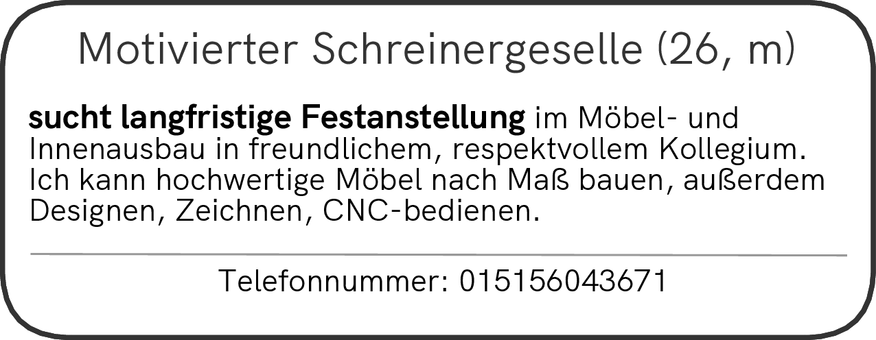 Schreinergeselle (m/w/d)