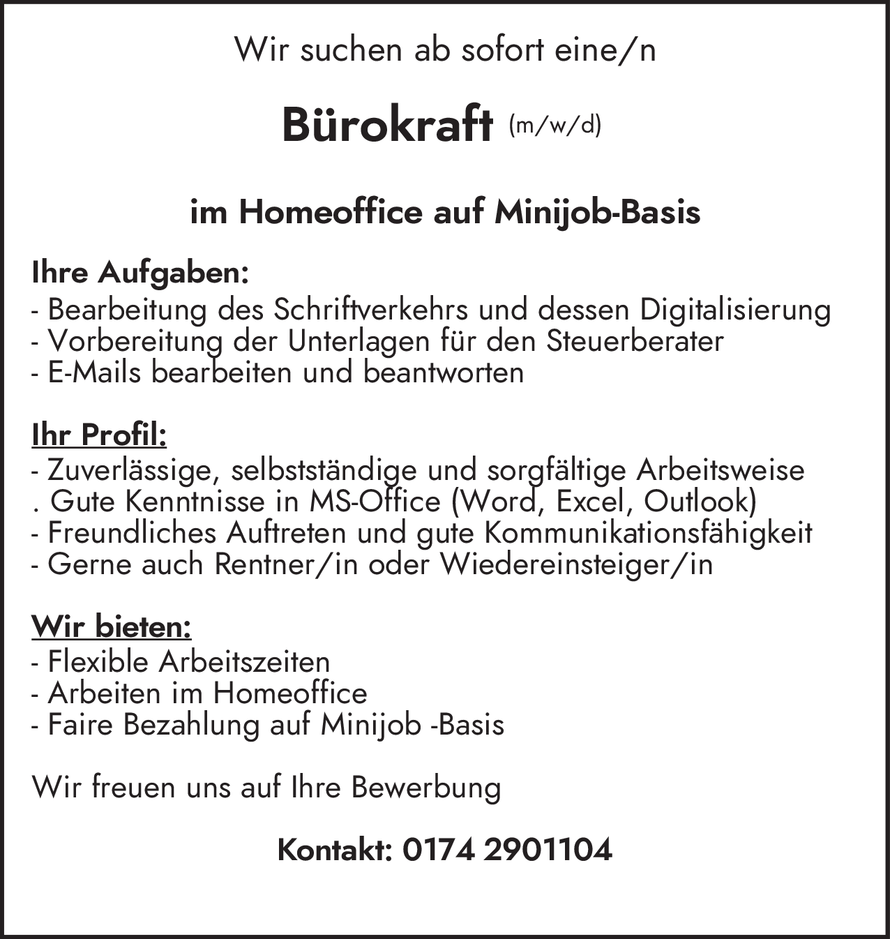Bürokraft (m/w/d)