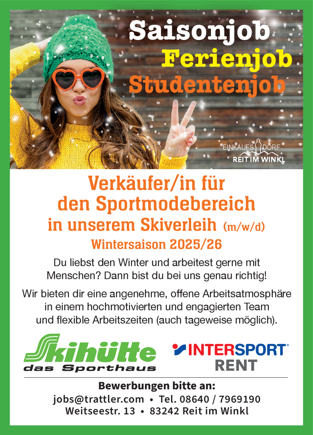 Verkäufer/in für den Sportmodebereich in unserem Skiverleih (m/w/d)